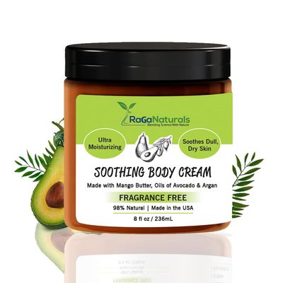 RaGaNaturals Natural Moisturizing Cream - Body &amp; Face Moisturizer for Dry to Very Dry, Sensitive Skin - Unscented Body Cream with Vitamin E &amp; Avocado, Argan Oil - Non-Comedogenic, Fragrance Free -8 Oz