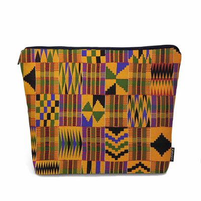 Kalygon Women Cosmetic Bag African Pattern, African Tribal Ethnic Geometric Cute Makeup Bag For Purse Cosmetic Travel Bag For Toiletries Makeup Storage Bag Flax Skincare Bag Make Up Pouch Bags
