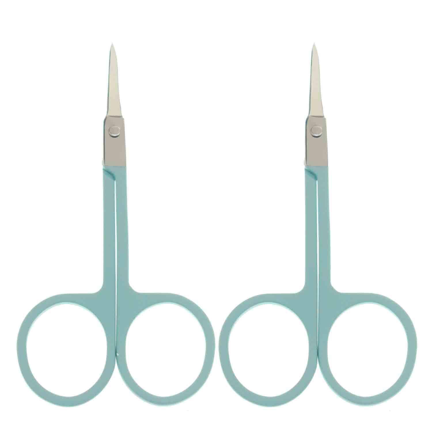 Motanar 2pcs Gold Silver Eyebrow Scissor Makeup Manicure Scissors Nails Cuticle Scissors Eyebrow Eyelashes Epilator Face Hair Removal Tools (Light Blue)