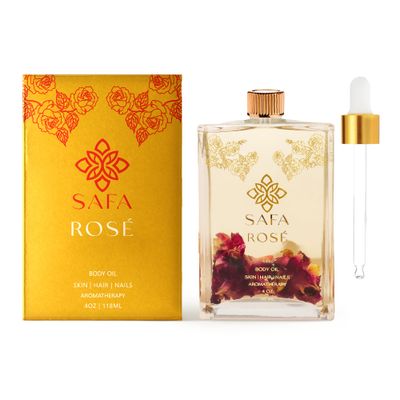 SAFA Ros Oil - Organic Oil for Face, Body, Hair, Nails &amp; Aromatherapy | Bulgarian Rose Essential Oil for Diffuser | After Shower Body Oil | Skin Moisturizer - 4 Fl Oz (1)