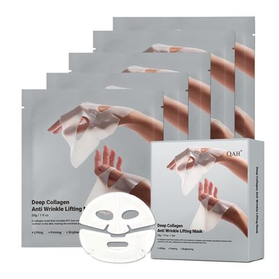 QAH Deep Collagen Wrinkle Lifting Mask - Pack of 5 Facial Masks for Overnight Firming and Hydration - Enhanced Skin Elasticity, Infused with Collagen Essence