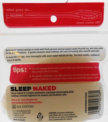 Swisspers 2 Piece Walnut Exfoliating Sponge, 0.64 Ounce