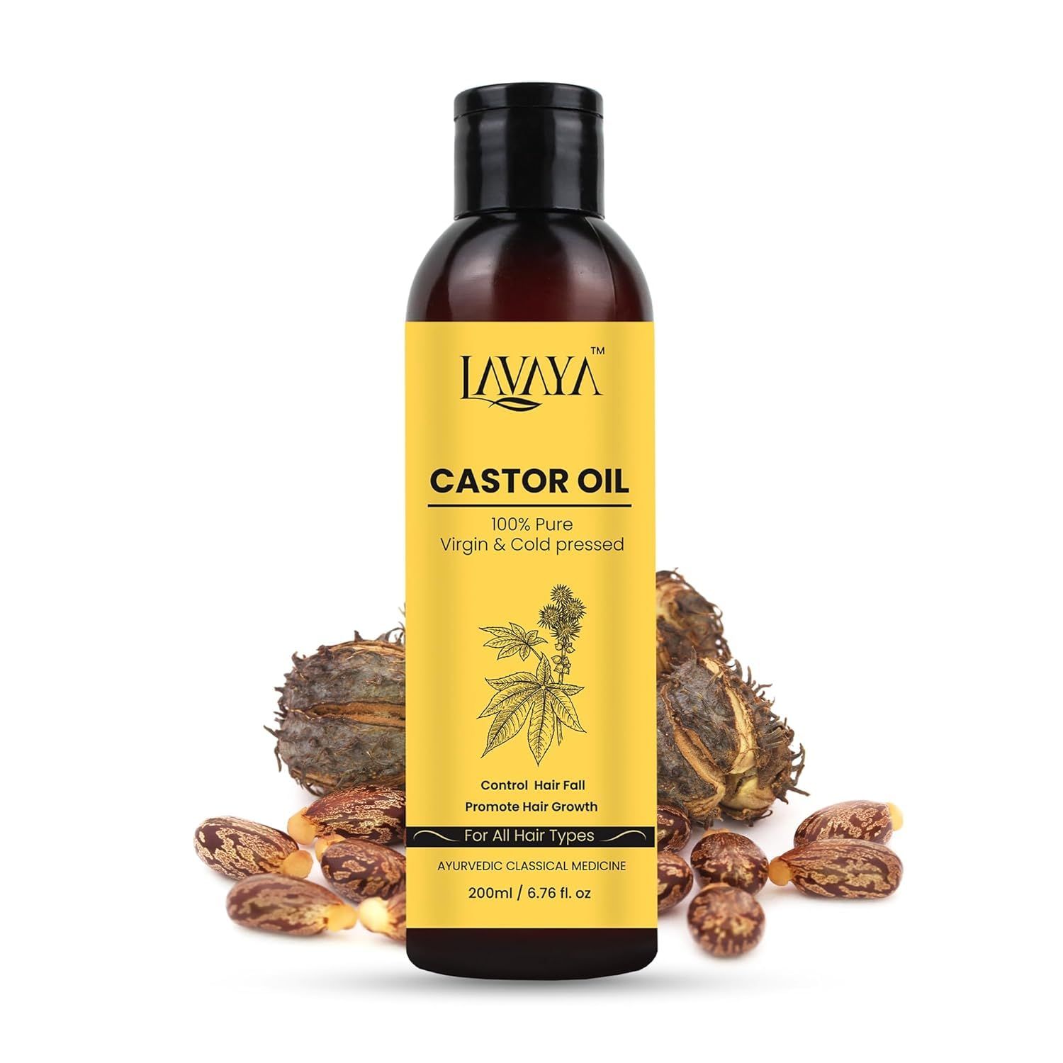 Lavaya Cold Pressed Castor Oil (Arandi Oil) - Natural &amp; Pure | For Hair Growth, Skin Care, Moisturising Dry Skin, Nails &amp; Eyelash Care | Virgin Grade - 200ml