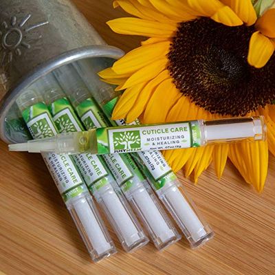 justneem Neem Cuticle Care Pen - Sunflower &amp; Coconut Oil, Vitamin E - Strengthens Nails, Hydrates Cuticles - Double End Tool - 0.07oz