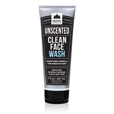 Pacific Shaving Company Clean Facial Wash - Unscented Gentle Face Cleanser with Sea Salt &amp; Aloe Vera - Hydrating Men&#39;s Face Wash for Sensitive Skin (7 Oz)