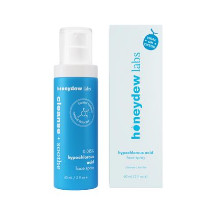 Honeydew Labs 0.015% Hypochlorous Acid Spray pH Optimized for Sensitive Skin - Cleansing, Soothing, Antibacterial Hypoallergenic Travel Face Cleanser - Acne, Redness, Rosacea, Eczema, Eyelid (2 fl oz)