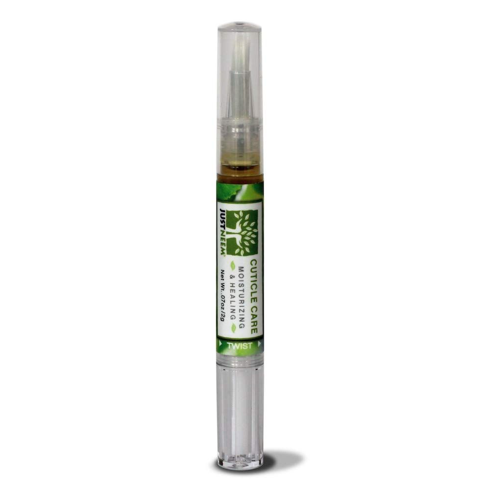 justneem Neem Cuticle Care Pen - Sunflower &amp; Coconut Oil, Vitamin E - Strengthens Nails, Hydrates Cuticles - Double End Tool - 0.07oz