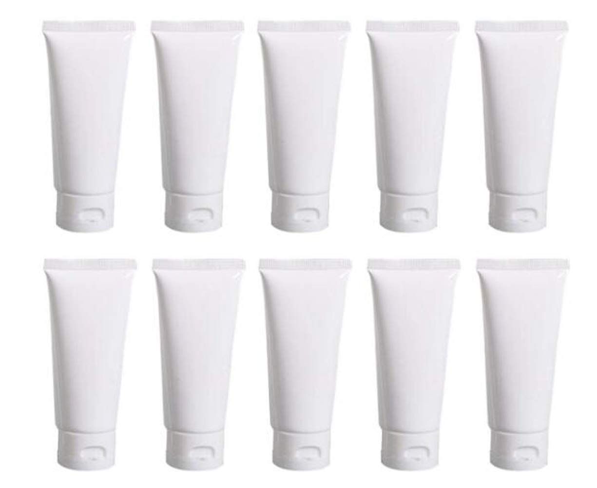 VASANA 20PCS 100ml/3.4oz Empty Refill White Plastic Cosmetic Lotion Tubes Bottles Shampoo Facial Cleanser Makeup Sample Soft Container Tube Bottle Vial Jar Pot Case with Flip Cap