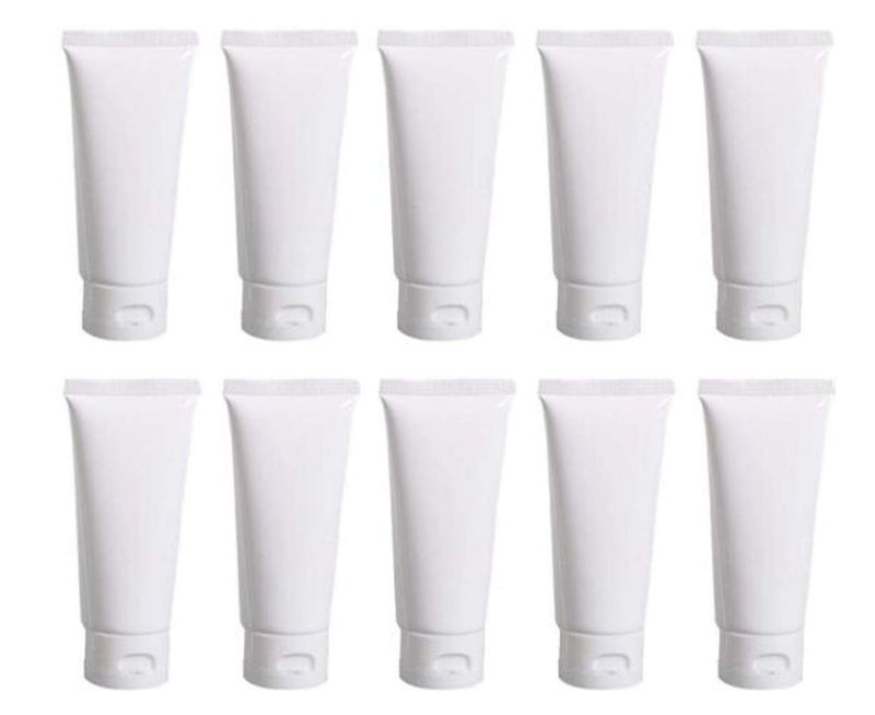 VASANA 20PCS 100ml/3.4oz Empty Refill White Plastic Cosmetic Lotion Tubes Bottles Shampoo Facial Cleanser Makeup Sample Soft Container Tube Bottle Vial Jar Pot Case with Flip Cap