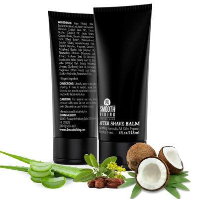Smooth Viking Beard Care After Shave Balm For Men, Alcohol Free Mave Balm with Spiced Black Pepper Scents, Aftershave For Men, Soothing, Moisturizing - After Shave Lotion For Men Sensitive Skin (4 Oz)