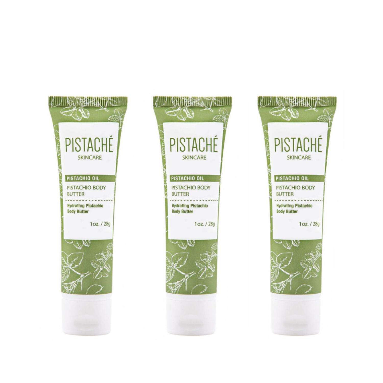 Pistach Skincare Pistachio Oil Whipped Body Butter Cream Moisturizer (a.k.a The Boyfriend Body Butter) Trio Travel Packet Set + Hydrates Dry Skin and Nourishes + Vitamin E + Antioxidant Protection,