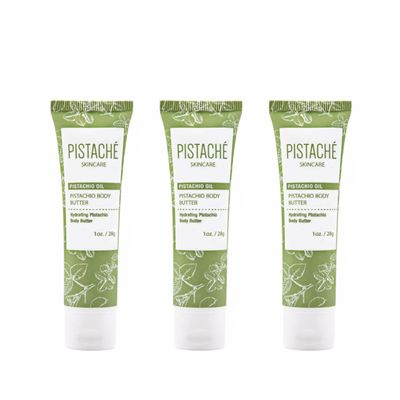 Pistach Skincare Pistachio Oil Whipped Body Butter Cream Moisturizer (a.k.a The Boyfriend Body Butter) Trio Travel Packet Set + Hydrates Dry Skin and Nourishes + Vitamin E + Antioxidant Protection,