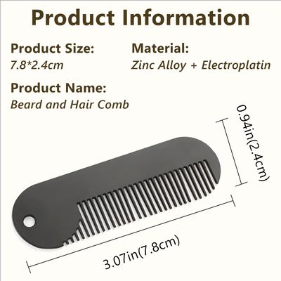 Jaasuee Beard Comb, Metal Fine Tooth Portable Mini Pocket Styling Beard Cleaning Comb, Ideal for Thinner Hair and Beard, Convenient and Wearable, Black