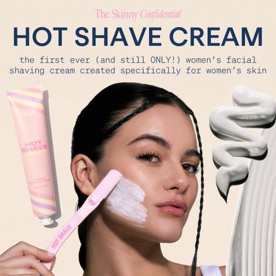 The Skinny Confidential Shave Cream - Women's Face Shaving Cream for Dermaplaning to Remove Facial Hair & Peach Fuzz - Nourishing & Moisturizing Shea Butter, Aloe Leaf Juice & Vitamin E