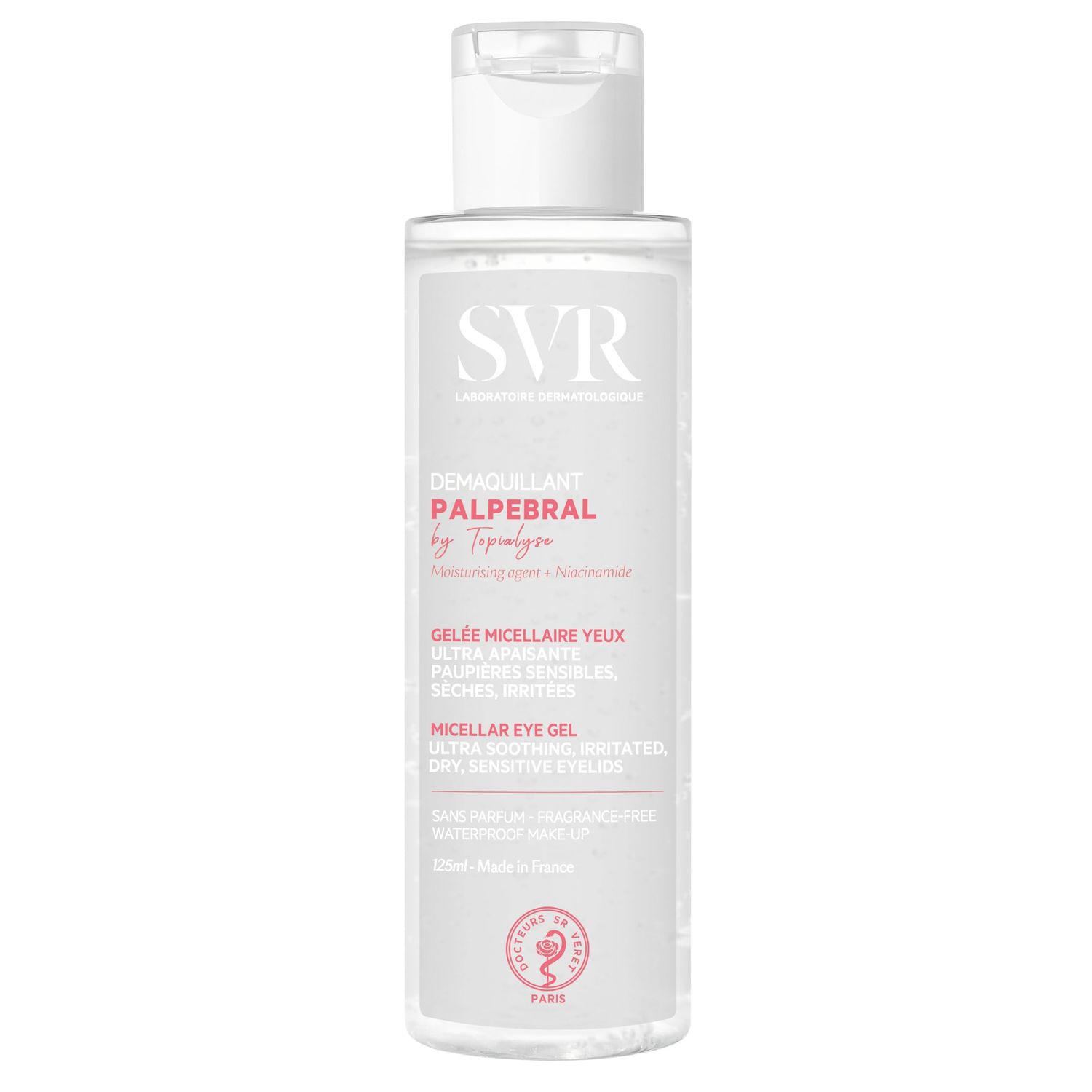 SVR Palpebral Eye Makeup Remover Gel for Very Sensitive &amp; Dry Eyelids and Eye Contour. Fragrance-Free Care with Niacinamide to Soothe and Hydrate while easily Removing Waterproof Makeup, 4.3 fl.oz.