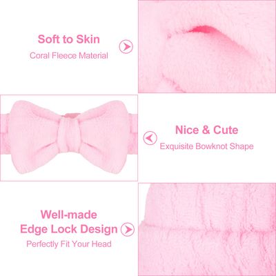 Ondder Spa Terry Cloth Skincare Headbands for Women - 8 Pcs Cute Bow Hair Bands for Makeup, Face Wash and Skin Care