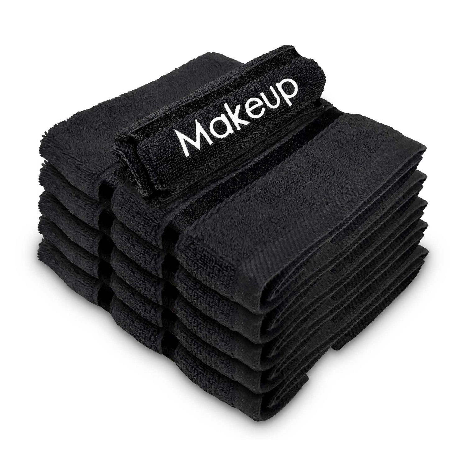 YRALY Makeup Towels - Pack of 6 - Soft Cotton Wash Cloths for Face &amp; Makeup Removal, Airbnb Essentials for Hosts, Luxury Washcloths (13x13 Inches. Black)