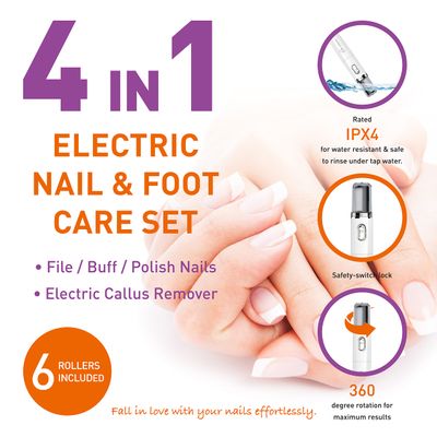 Own Harmony Electric Nail Buffer and Shine Kit for Natural Nails: Manicure Pedicure Tools with Callus Remover Foot Care, Best Electronic Mani Pedi Polisher Set to Buff, Polish, File Thick Toenails