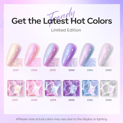 modelones Gel Nail Polish, 6 Colors Shimmer Pearl White Pink Purple Mermaid Nail Drawing Glitter Gel Polish with Dotting Pen Soak Off Led Nail Gel Polish Swirl Shell Thread Effect DIY Mani Gift