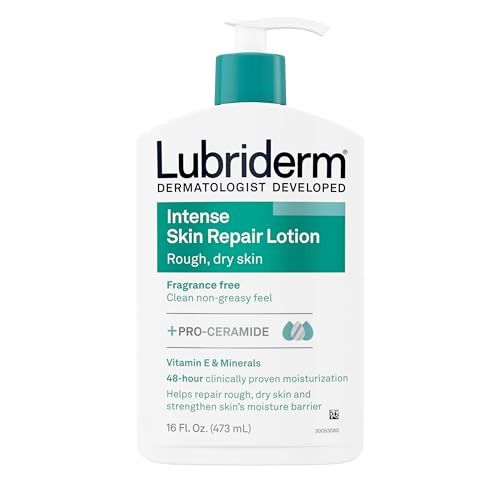 Lubriderm Intense Dry Skin Repair Lotion + Pro-Ceramide with Vitamin E &amp; Minerals Helps to Repair Rough, Dry Skin, Fast Absorbing Lotion is Fragrance-Free and Non-Greasy, 16 fl. oz