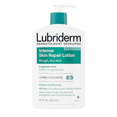 Lubriderm Intense Dry Skin Repair Lotion + Pro-Ceramide with Vitamin E &amp; Minerals Helps to Repair Rough, Dry Skin, Fast Absorbing Lotion is Fragrance-Free and Non-Greasy, 16 fl. oz