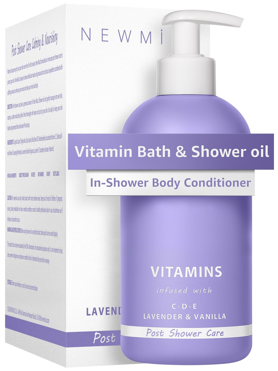 Vitamin in-Shower Body Conditioner Soft Skin Natural Post Shower Care Wet Skin Moisturizer for Body &amp; Legs 2 in 1 Nourishing Bath Oil &amp; Shower Oil Non Greasy Lavender Vanilla Self Care Spa Gift