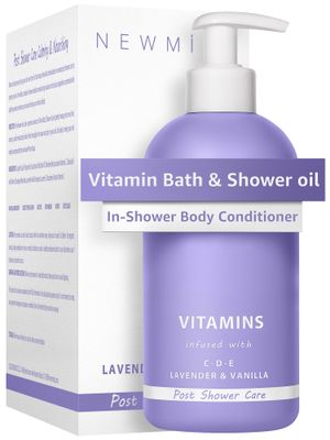 Vitamin in-Shower Body Conditioner Soft Skin Natural Post Shower Care Wet Skin Moisturizer for Body &amp; Legs 2 in 1 Nourishing Bath Oil &amp; Shower Oil Non Greasy Lavender Vanilla Self Care Spa Gift