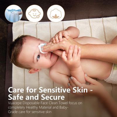 Vuacepe Face Towels Disposable Cotton Facial Clean Towels, 300 Count Biodegradable Soft Dry Facial Tissue, Face Drying Towels for Skin Care, Makeup Remover, Disposable Face Cloths for Washing Face