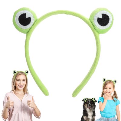 WLLHYF 1Pcs Cute Frog Headband Spa Headband Head Hoop Frog Eye Makeup Head Band Soft Elastic Hair Band for Washing Face Head Wrap Funny Hair Band for Girls Women Yoga Skincare Headbands