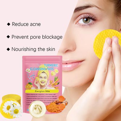 YURHERSU 40 PCS Turmeric Cleansing Pads, Turmeric Exfoliating Face Scrub Pads, Turmeric Cleansing, Gentle & Non-Irritating Moisturizing Firming Skin, Helps Balance Skin Oil And Water