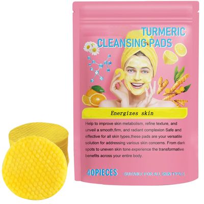 YURHERSU 40 PCS Turmeric Cleansing Pads, Turmeric Exfoliating Face Scrub Pads, Turmeric Cleansing, Gentle &amp; Non-Irritating Moisturizing Firming Skin, Helps Balance Skin Oil And Water