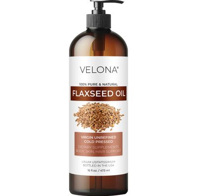 velona Flaxseed Oil - 16 Fl Oz | 100% Pure and Natural Carrier Oil | Unrefined, Cold Pressed | Hair Growth, Body, Face &amp; Skin Care | Use Today - Enjoy Results