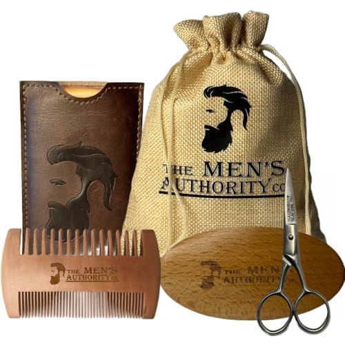 M. A. C. Beard Kit for Men, Beard Grooming Kit Including Boar Bristle Brush, Trimming Scissor, Beard Comb, Case-Beard Care Kit with Natural Wood Portable Travel Bag