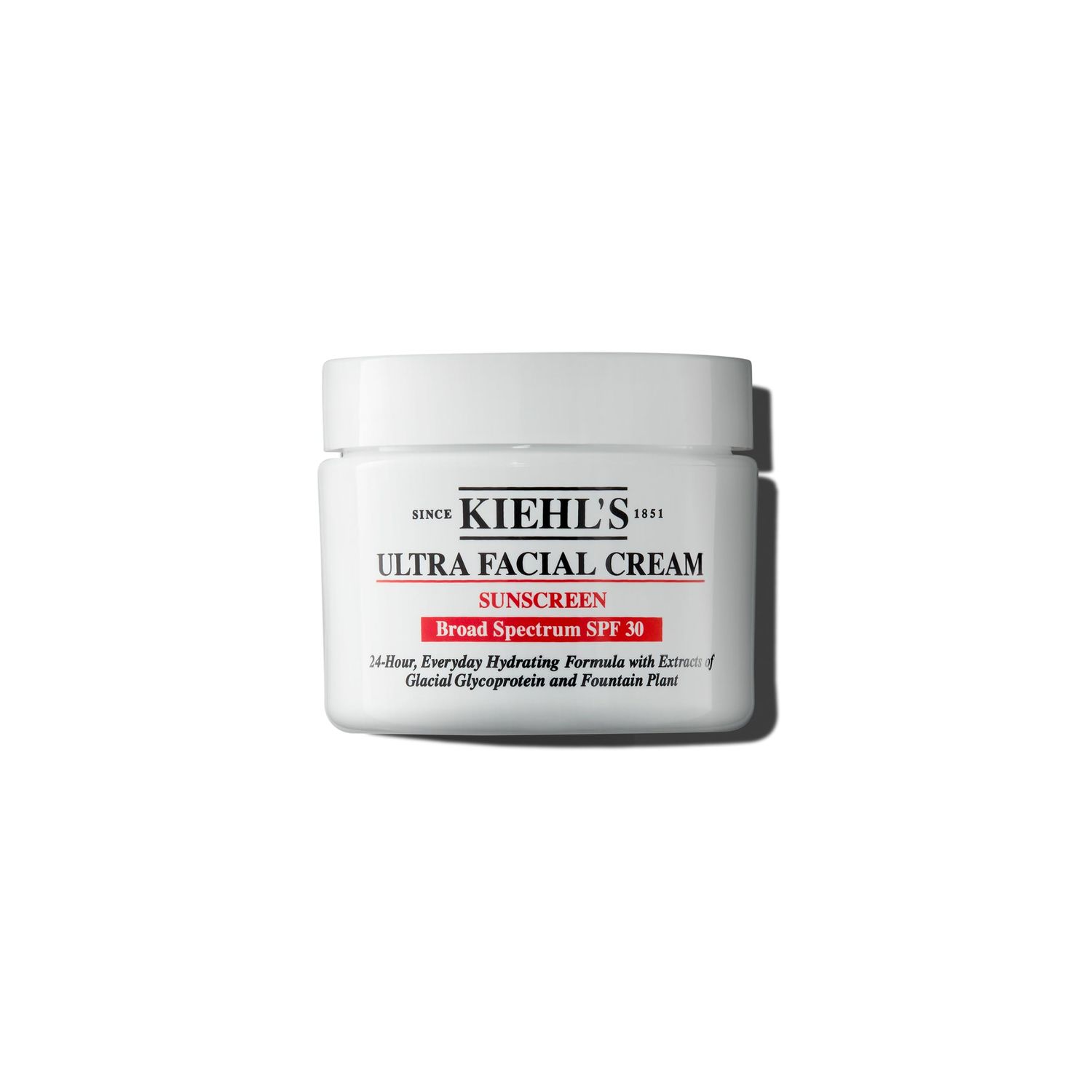 Kiehl&#39;s Ultra Facial Cream with SPF 30, Lightweight Daily Moisturizer for All Skin Types, 24-hour Hydration, UV Sunscreen Protection, Non-greasy, Absorbs Quickly, with Glacial Glycoprotein - 1.7 fl oz