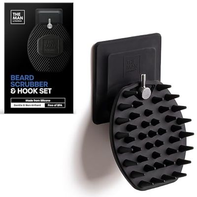 The Man Silicone Beard Scrubber for Men - Beard Brush &amp; Beard Exfoliator for Men, Removes Beardruff &amp; Deep Cleans, Beard Washing Brush, Beard Growth Accessories, Facial Beard Cleansing Brush (1 Set)