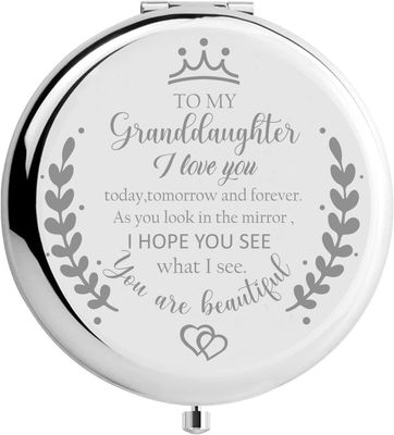 Soulpetals Granddaughter Gifts from Grandma,Granddaughter Gifts, Birthday Gifts for Granddaughter,to My Granddaughter Makeup Compact Mirror
