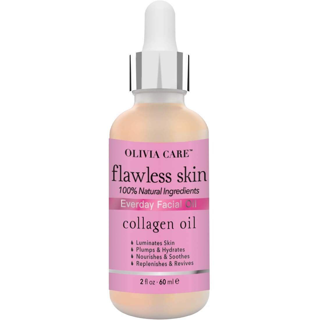 Olivia Care Collagen Facial Oil - Flawless Essential Facial Oil 100% Natural. Nourishing, Reviving &amp; Hydrating Soothing - For All Skin Types - 2 fl oz (Collagen)