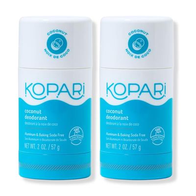 Kopari Aluminum Free Coconut Deodorant, Non Toxic &amp; Clean Plant-Based, No Aluminum, Parabens or Baking Soda, Long Lasting Protection, Original 2 Pack