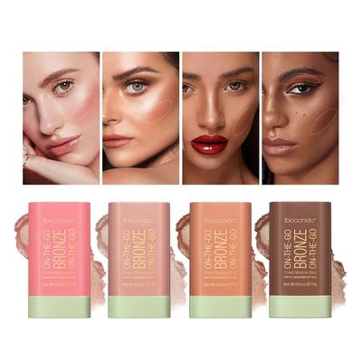 UNYOKE Soft Creamy Highlighter Blush Stick,Smooth Shimmer Bronzer Stick,Long Lasting Waterproof Blush Illuminator Luminizer,Blendable Natural Glow Makeup Cream Blush Highlight 0.6 Oz01# Warm Glow