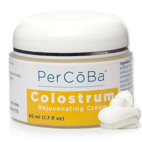 PERCOBA Colostrum Moisturizer for Neck - Face &amp; Hand Cream for Skin Care - Non-Greasy Formula with Vitamin E, Sunflower &amp; Jojoba Seed - Made in USA - 1.7oz