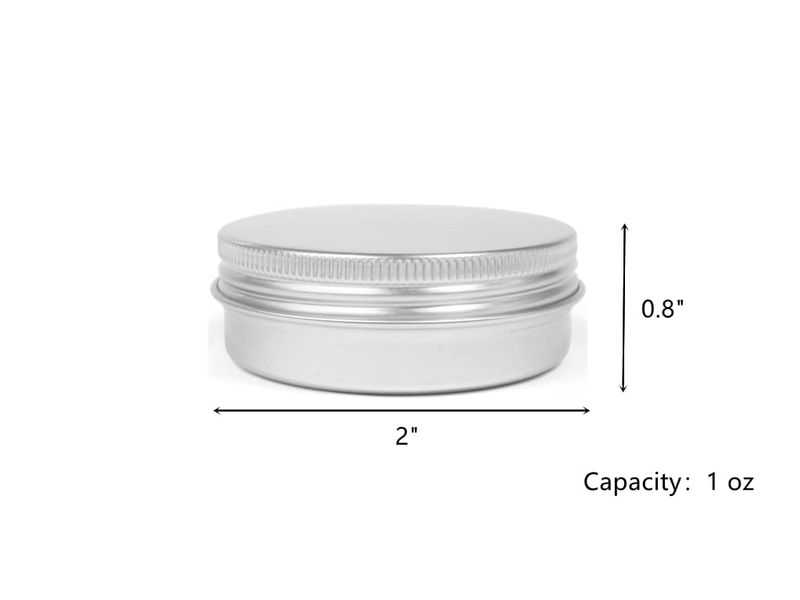 Round Silver Aluminum Metal Tin Storage Jar Containers with Secure Screw Top Lids for Cosmetic, Lip Balm,Salves, Candles,Skin Care and tea, (Silver-12pcs)