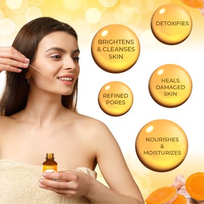 Turmeric Serum for Face &amp; Body - All Natural Turmeric Skin Brightening Oil for Dark Spots - Cleanses Skin, Fights Acne, Evens Tone, Heals Scars - Pure Handcrafted Turmeric Oil Skincare Made in the USA