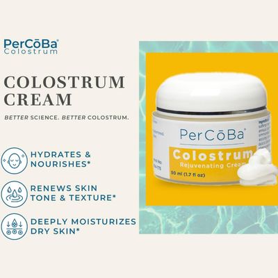 PERCOBA Colostrum Moisturizer for Neck - Face &amp; Hand Cream for Skin Care - Non-Greasy Formula with Vitamin E, Sunflower &amp; Jojoba Seed - Made in USA - 1.7oz