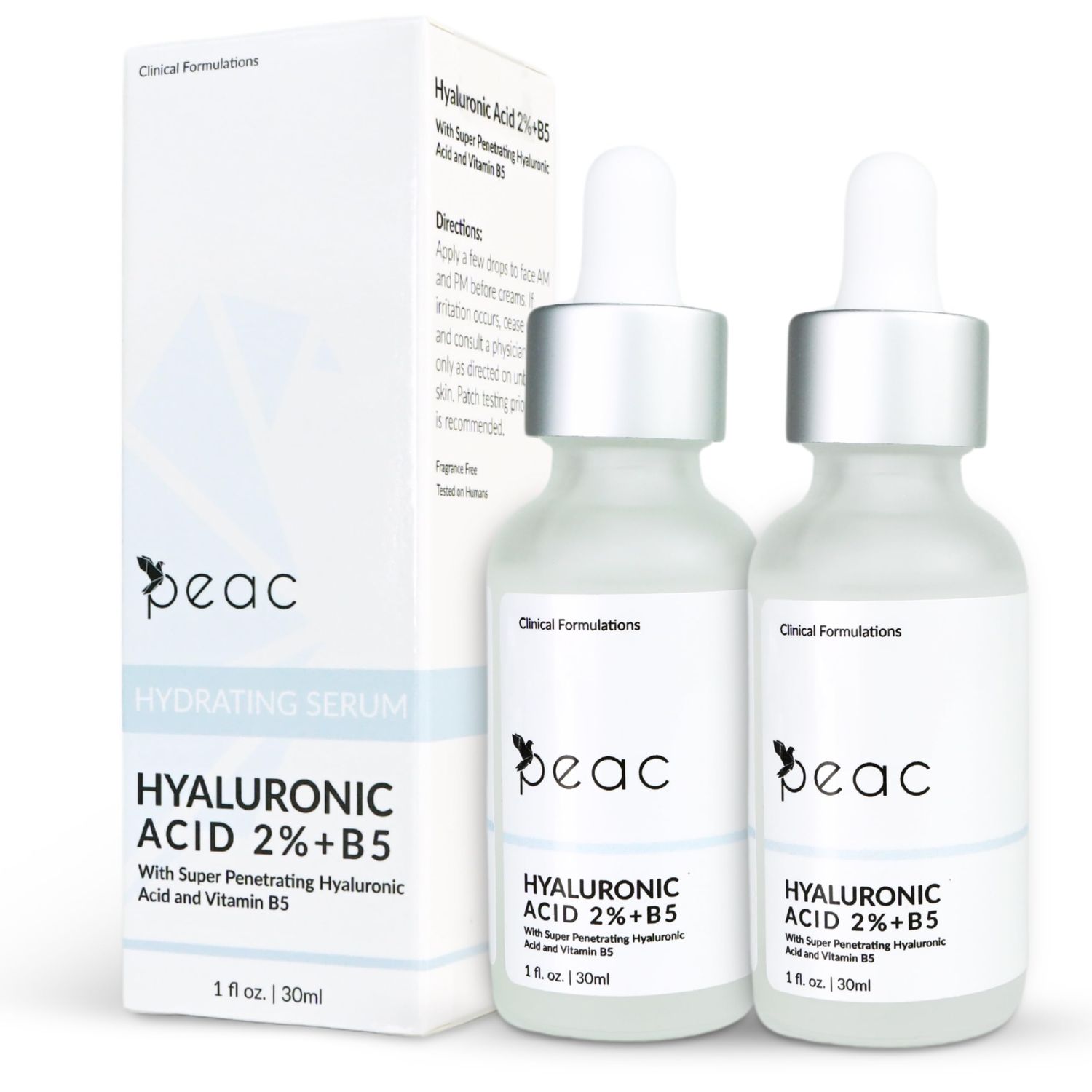 Hyaluronic Acid 2% + B5 Serum 60ml/2oz - USA Made - All Skin Types - Hyaluronic Acid Serum for Face - Hydrating, Plumping &amp; Lightweight - Fragrance Free Skincare - Moisturizing Face Serum for Women