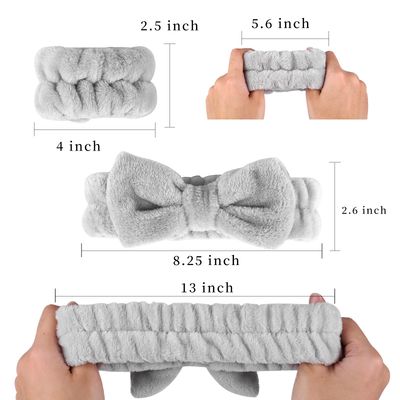 SLNZAPTY 12 PCS Face Wash Headband Wristband Set for Women Girls, Soft Microfiber Facial Spa Hair Wraps Makeup Skincare Bath Headbands Wrist Bands for Washing FaceWhite, Pink, Gray, Black