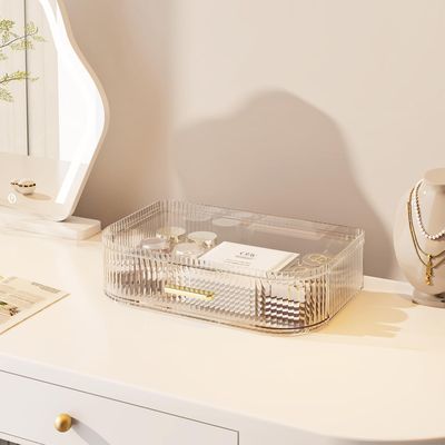 MIUOPUR Stackable Storage Drawers, Makeup Organizer with Rotating Makeup Brush Holder, Ideal for Vanity Countertop and Bathroom Counter, Great for Cosmetics, skincare, Lipsticks -Clear