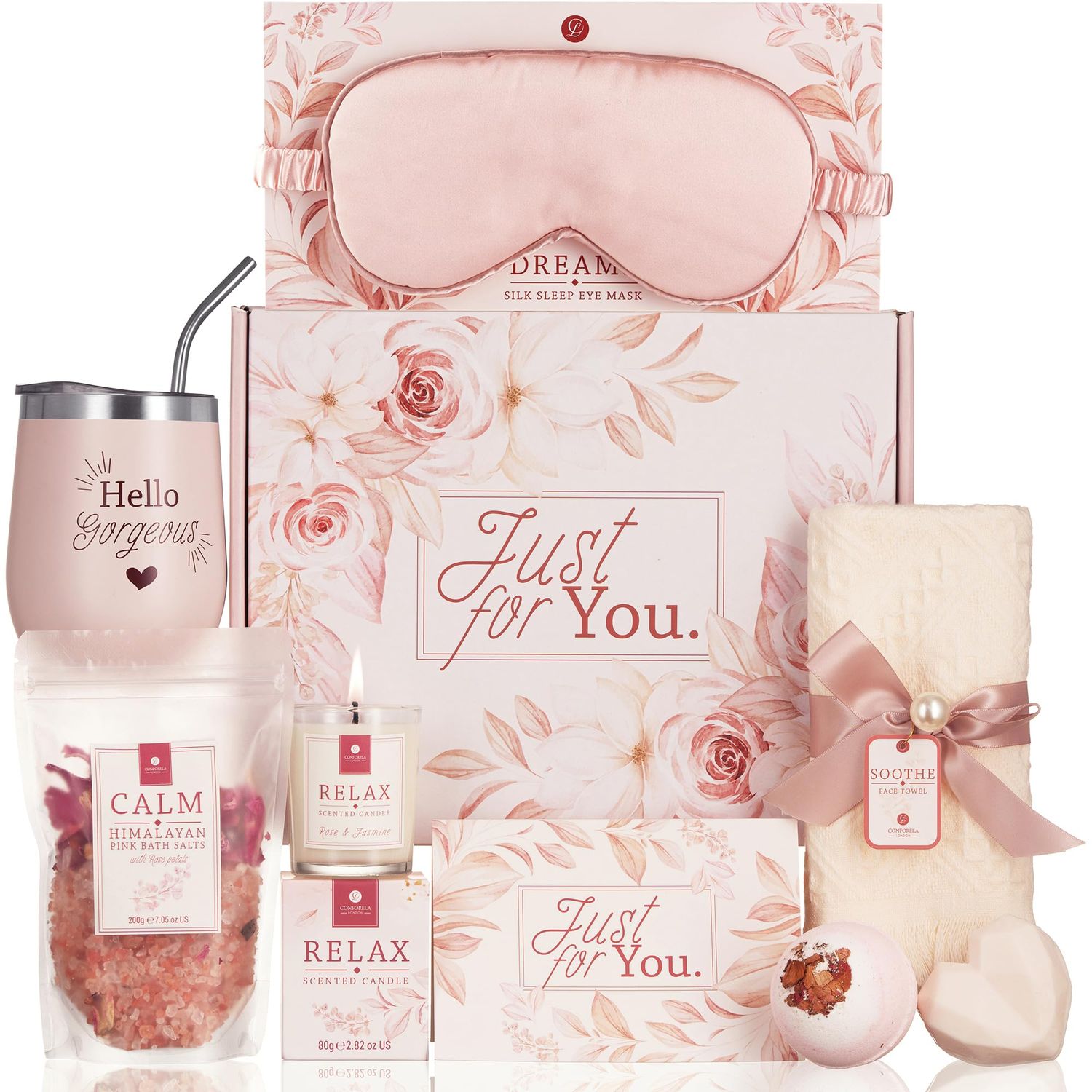 Spa Gift Baskets for Women, Self Care Kit, Spa Kit for Women Gift set, Get Well Soon Gift Baskets for Women, Gifts for Friends Women, Spa Set, Pampering Gift for Women, for Her, Mom, Sister, With 8pcs