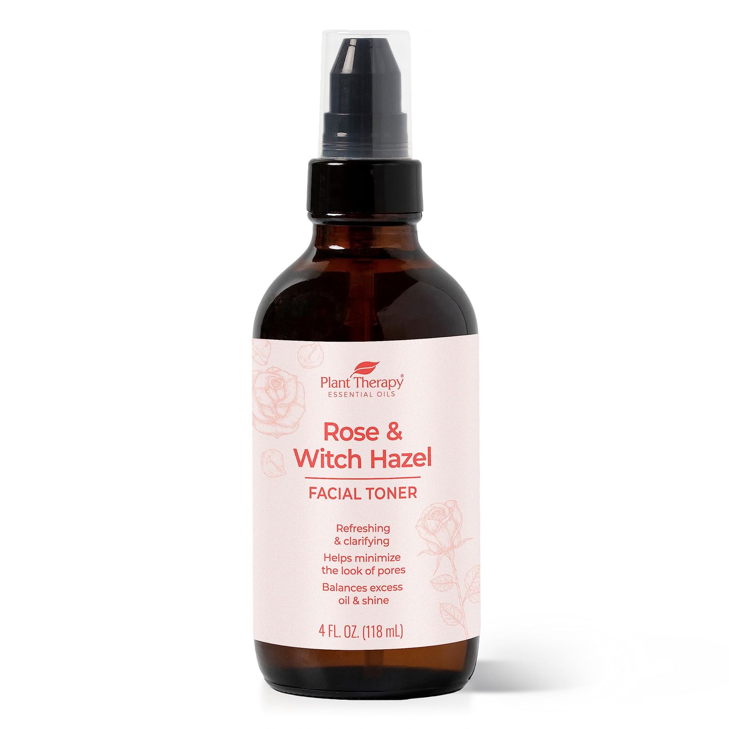 Plant Therapy Rose &amp; Witch Hazel Facial Toner 4 oz Helps Minimize The Look of Pores, Balances Excess Oil &amp; Shine, Hydrating &amp; Soothing