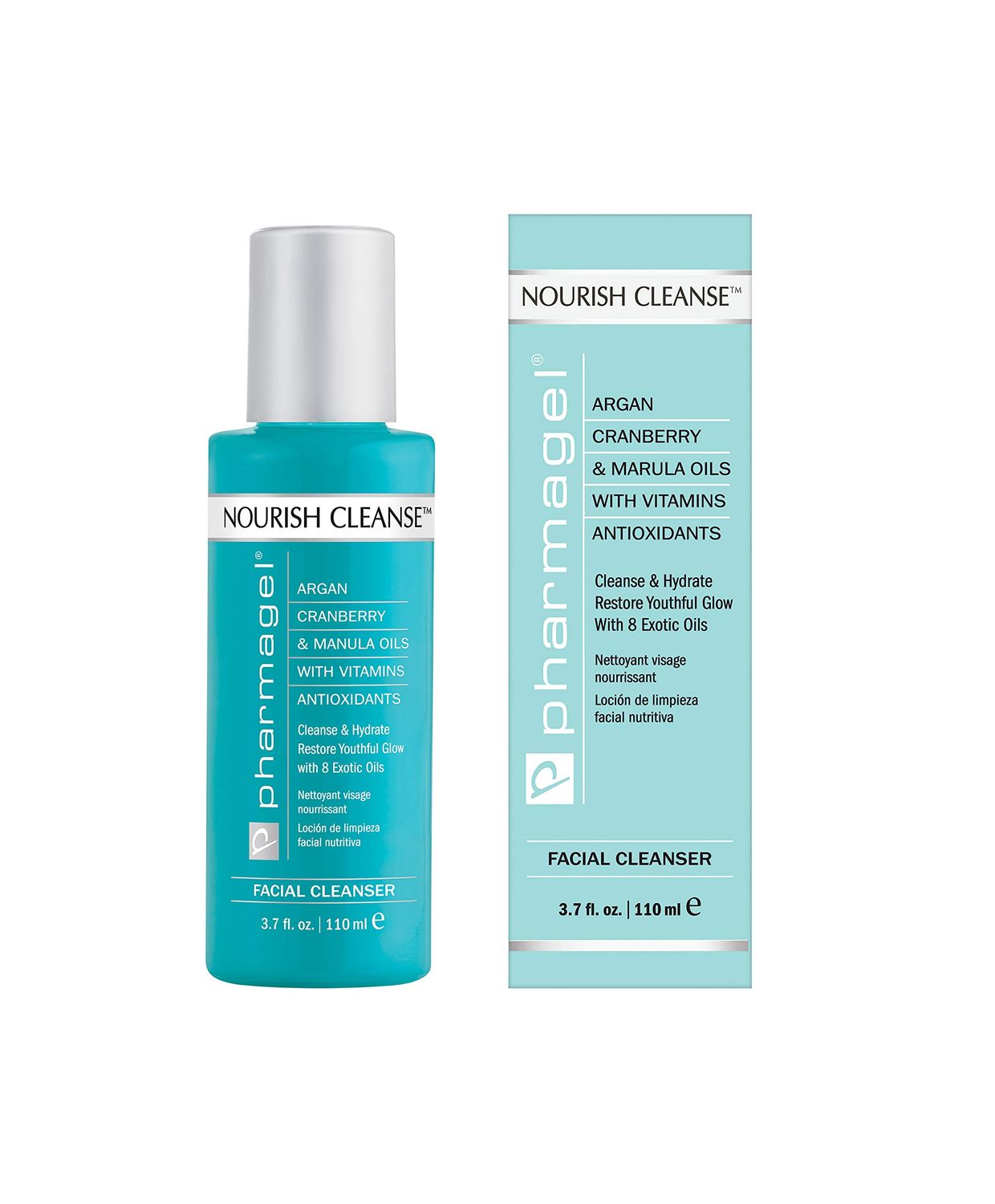 Pharmagel Nourish Cleanse Hydrating Facial Cleanser | Face Cleanser &amp; Makeup Remover | Natural Face Wash for All Skin Types - 3.7 oz