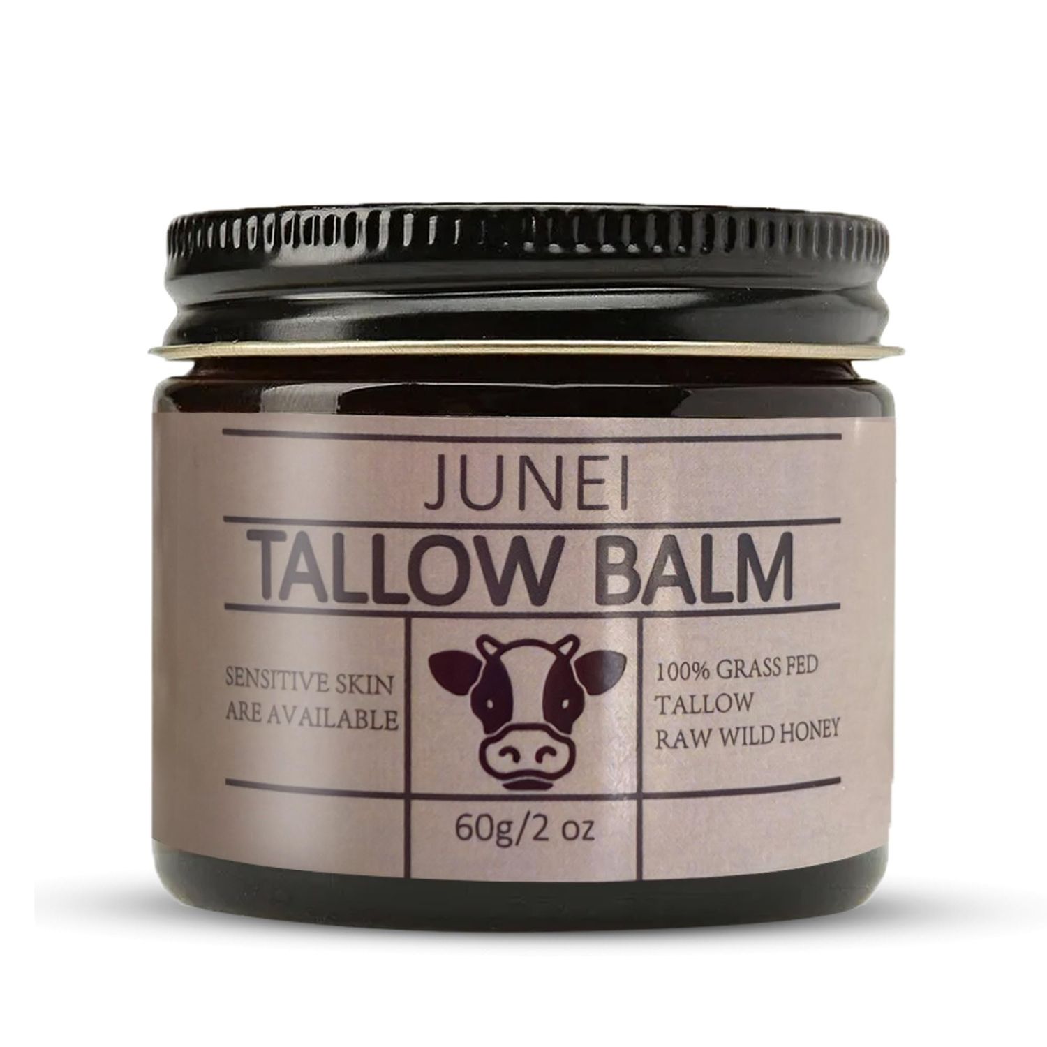 JUNEI Beef tallow for skin 100% Grass-Fed Beef Tallow Moisturizer - All-Natural Skin Balm for Face, Body &amp; Hands - Deep Hydration, Soothes Dry Skin - Vitamin-Rich &amp; Chemical-Free Skincare-2oz-